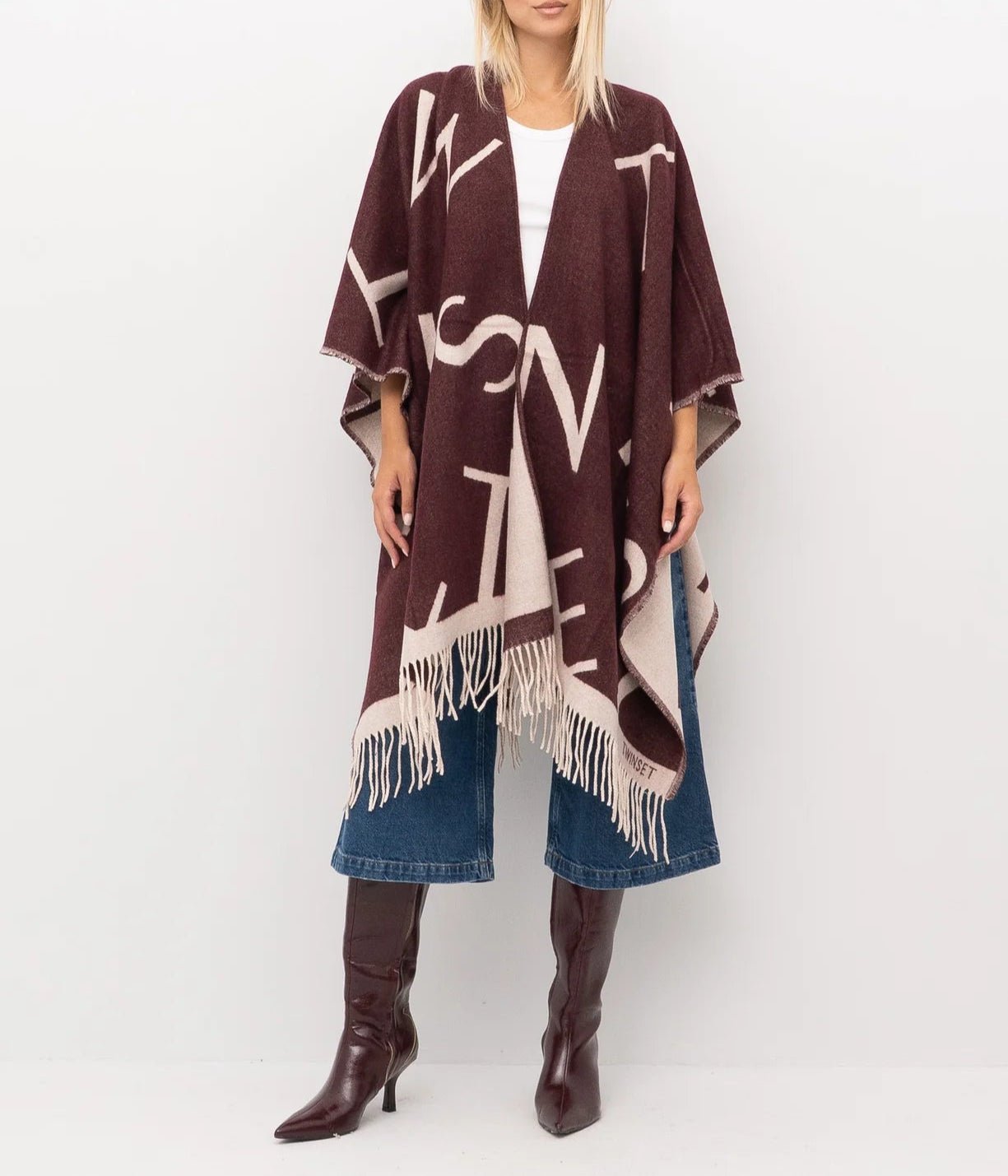 Twinset Poncho scritta logo 252TA4220 Sciarpe e foulard - Boutique Luisa Trendy