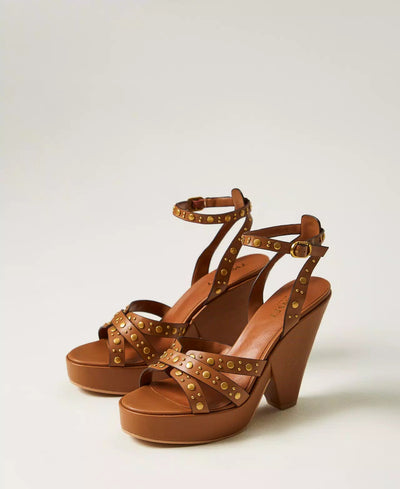 Twinset Sandali platform in pelle con borchie Scarpe - Boutique Luisa Trendy