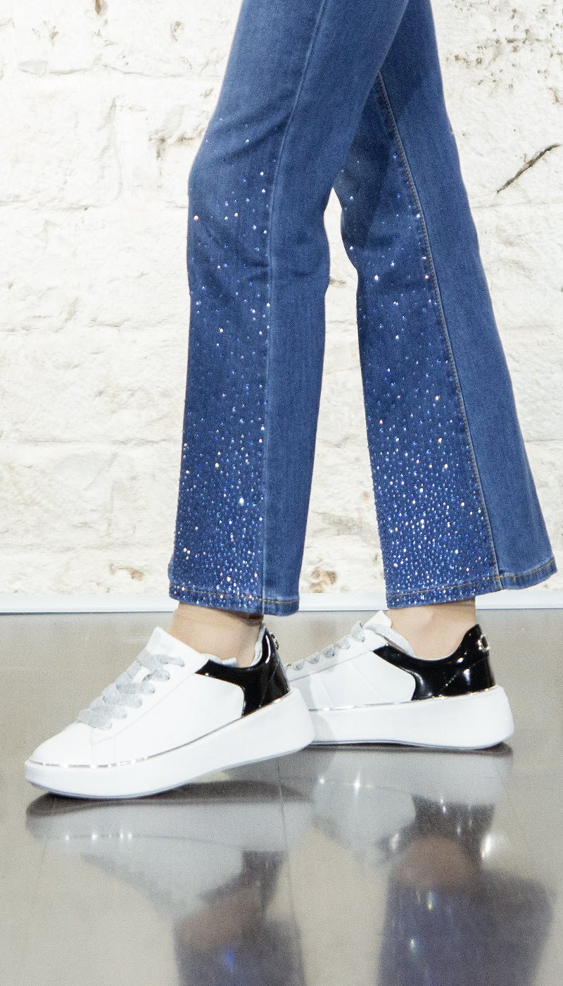 Twinset Sneaker in pelle bianca e nera 251TCP042 Scarpe - Boutique Luisa Trendy