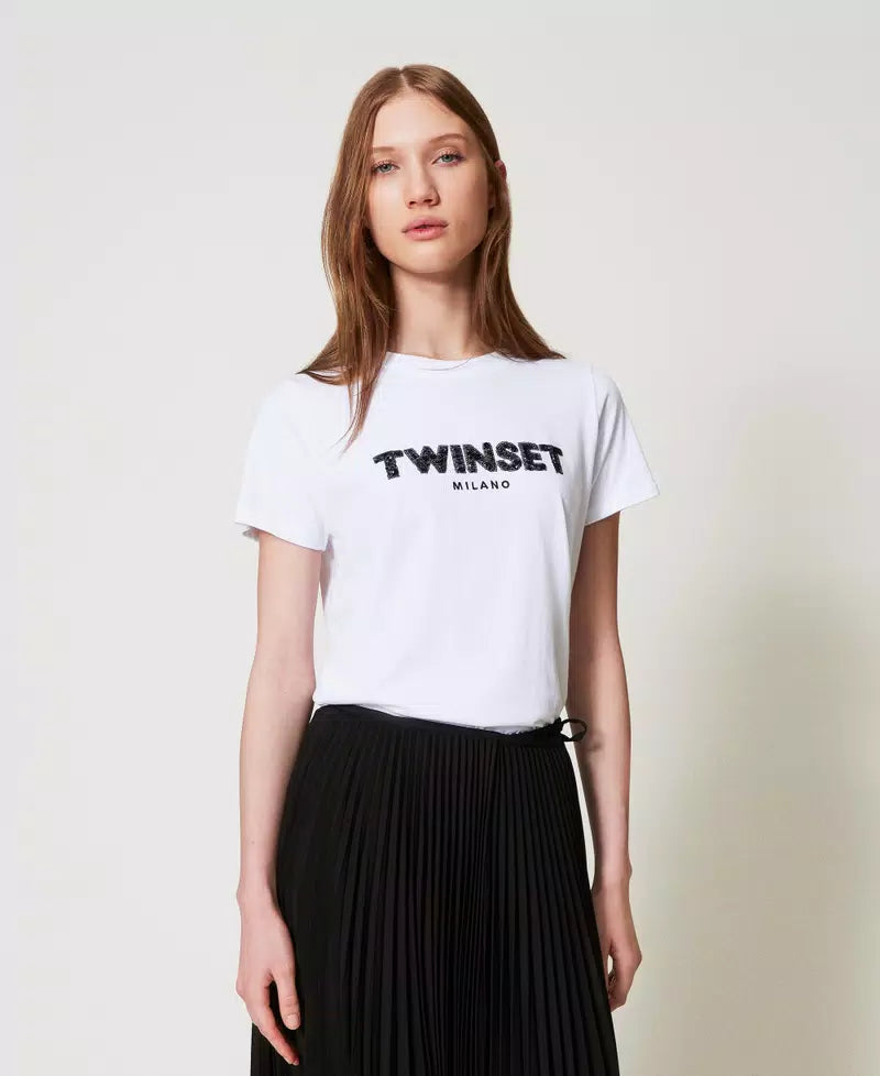 Twinset T-shirt con logo lettering ricamato