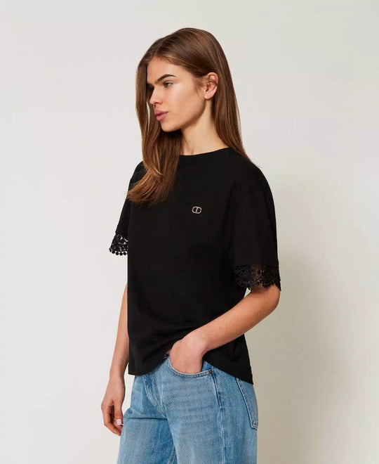 Twinset T-shirt con maniche in pizzo