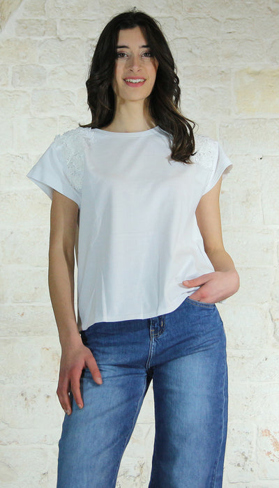 Twinset Milano T-shirt con patch floreali