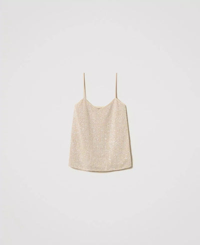 Twinset Top con paillettes e perle T-Shirt e top - Boutique Luisa Trendy