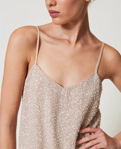 Twinset Top con paillettes e perle T-Shirt e top - Boutique Luisa Trendy