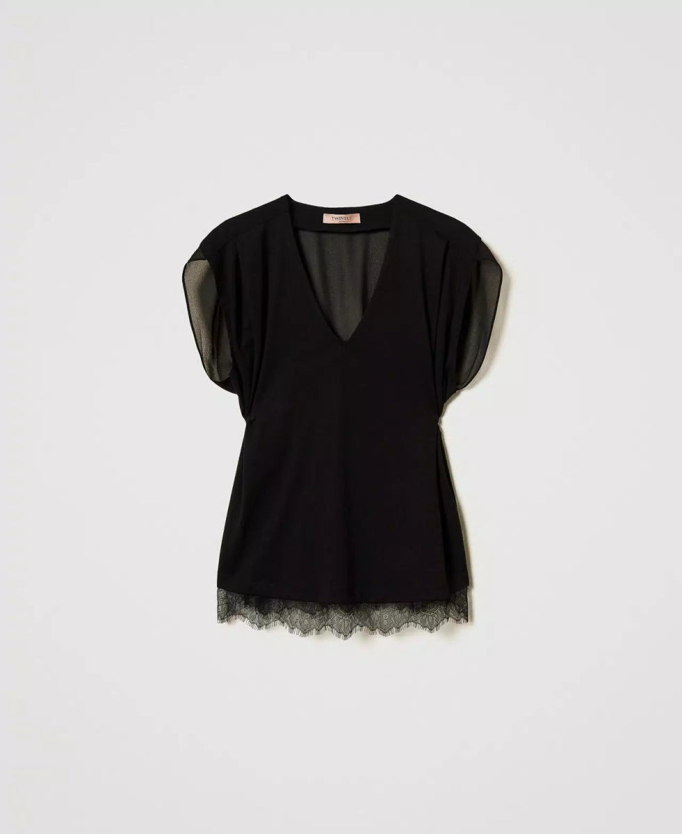 Twinset Top con pizzo e pieghe T-Shirt e top - Boutique Luisa Trendy