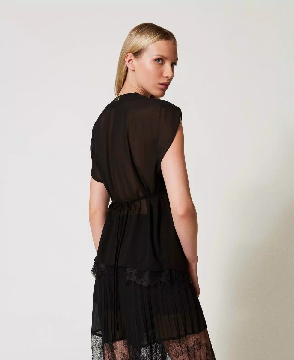 Twinset Top con pizzo e pieghe T-Shirt e top - Boutique Luisa Trendy