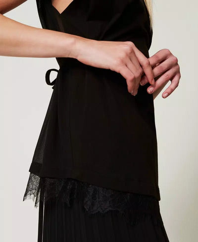 Twinset Top con pizzo e pieghe T-Shirt e top - Boutique Luisa Trendy