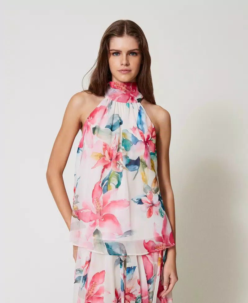 Twinset Top in georgette con stampa a fiori T-Shirt e top - Boutique Luisa Trendy