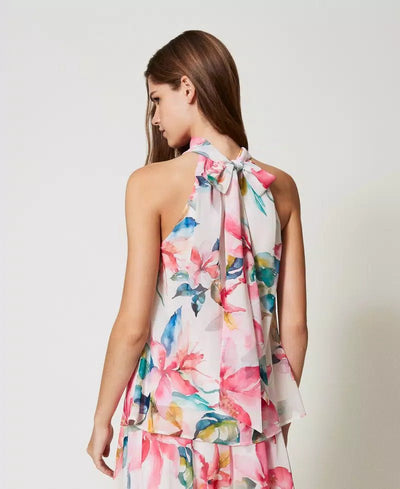 Twinset Top in georgette con stampa a fiori T-Shirt e top - Boutique Luisa Trendy