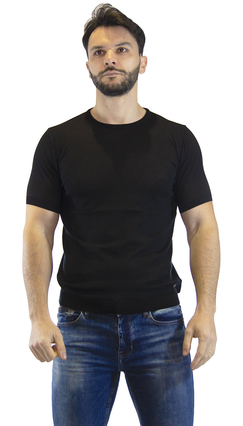 Havana & Co Maglia nera in filo di cotone. H00155_K5027 (6556743336071)