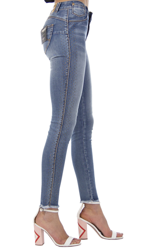 Jeans con strass laterali sales