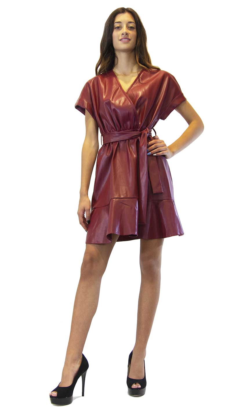 Vestito donna Silvian Heach corto in ecopelle bordeaux. A/I 2020/21 Cod. PGA20214 - Luisa Trendy (5184430276743)