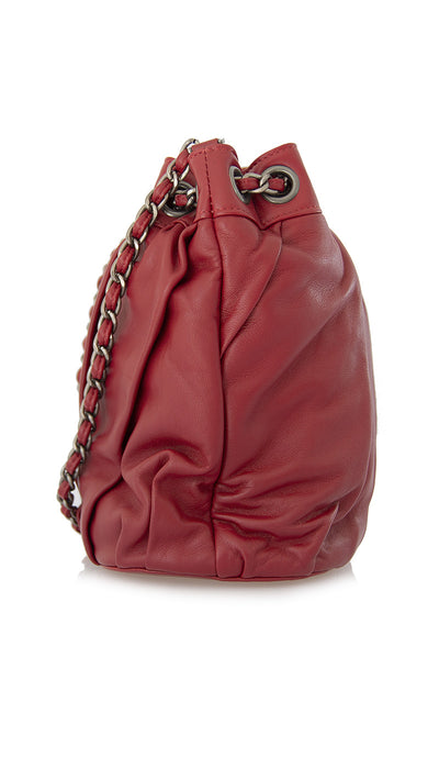 Borsa secchiello Mia Bag rosso in pelle plissè. - Luisa Trendy (5163443945607)