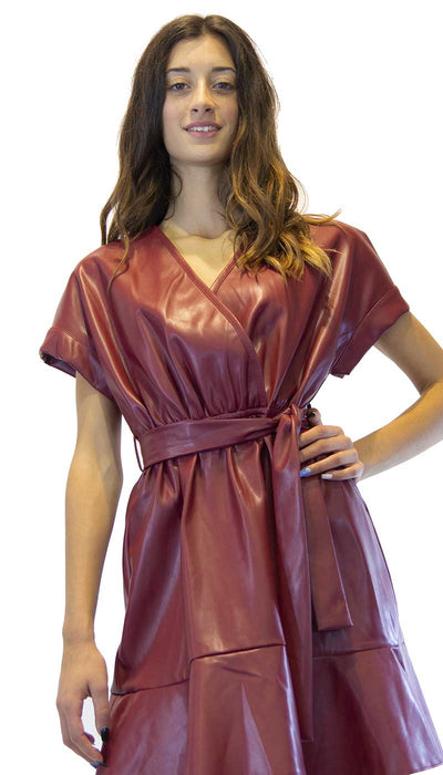 Vestito donna Silvian Heach corto in ecopelle bordeaux. A/I 2020/21 Cod. PGA20214 - Luisa Trendy (5184430276743)