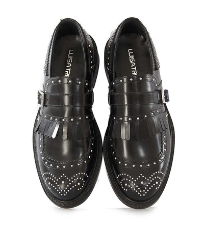 Scarpe uomo Luisa Trendy modello shanghai nere in pelle e borchie argento. - Luisa Trendy (5178586529927)