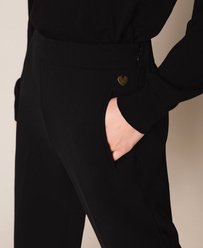 Pantalone TwinSet nero morbido in georgette.  201TP202B - Luisa Trendy (5095518175367)