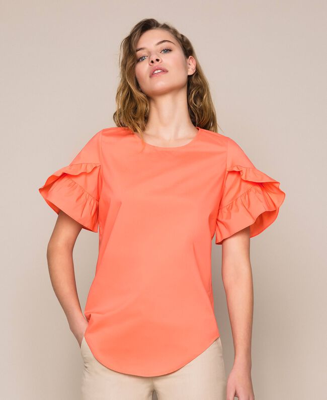 Blusa Twinset in cotone popeline con volant - Luisa Trendy (5154125381767)