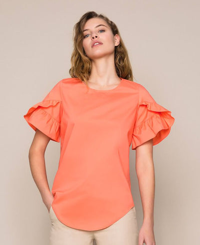 Blusa Twinset in cotone popeline con volant - Luisa Trendy (5154125381767)