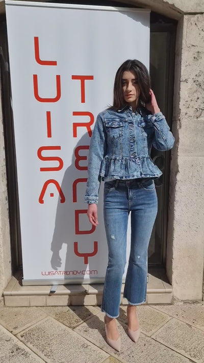 Denny Rose Jeans Giacca in denim con balza