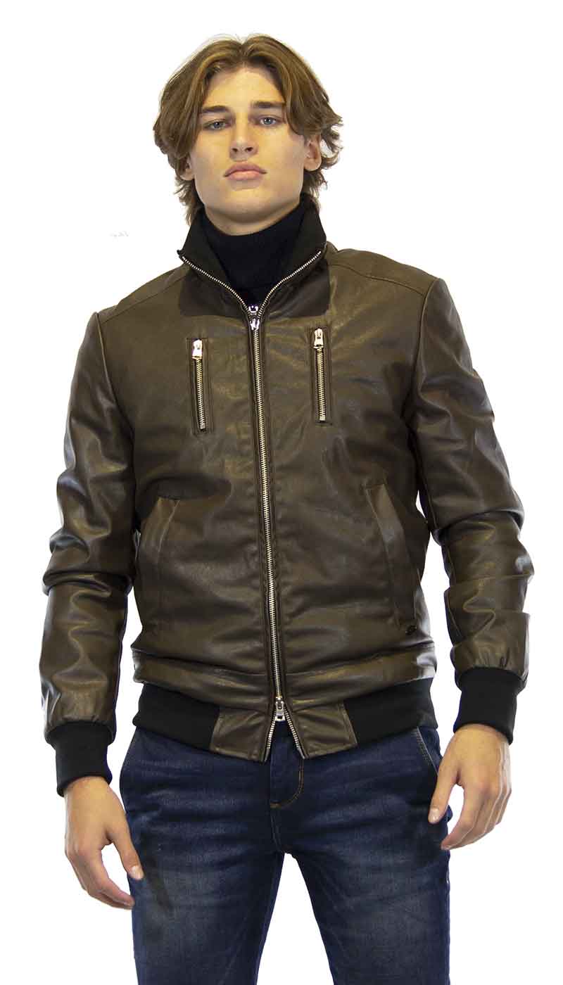 Bomber uomo Gaudì Jeans in ecopelle marrone. 921BU38001 - Luisa Trendy (5200349855879)