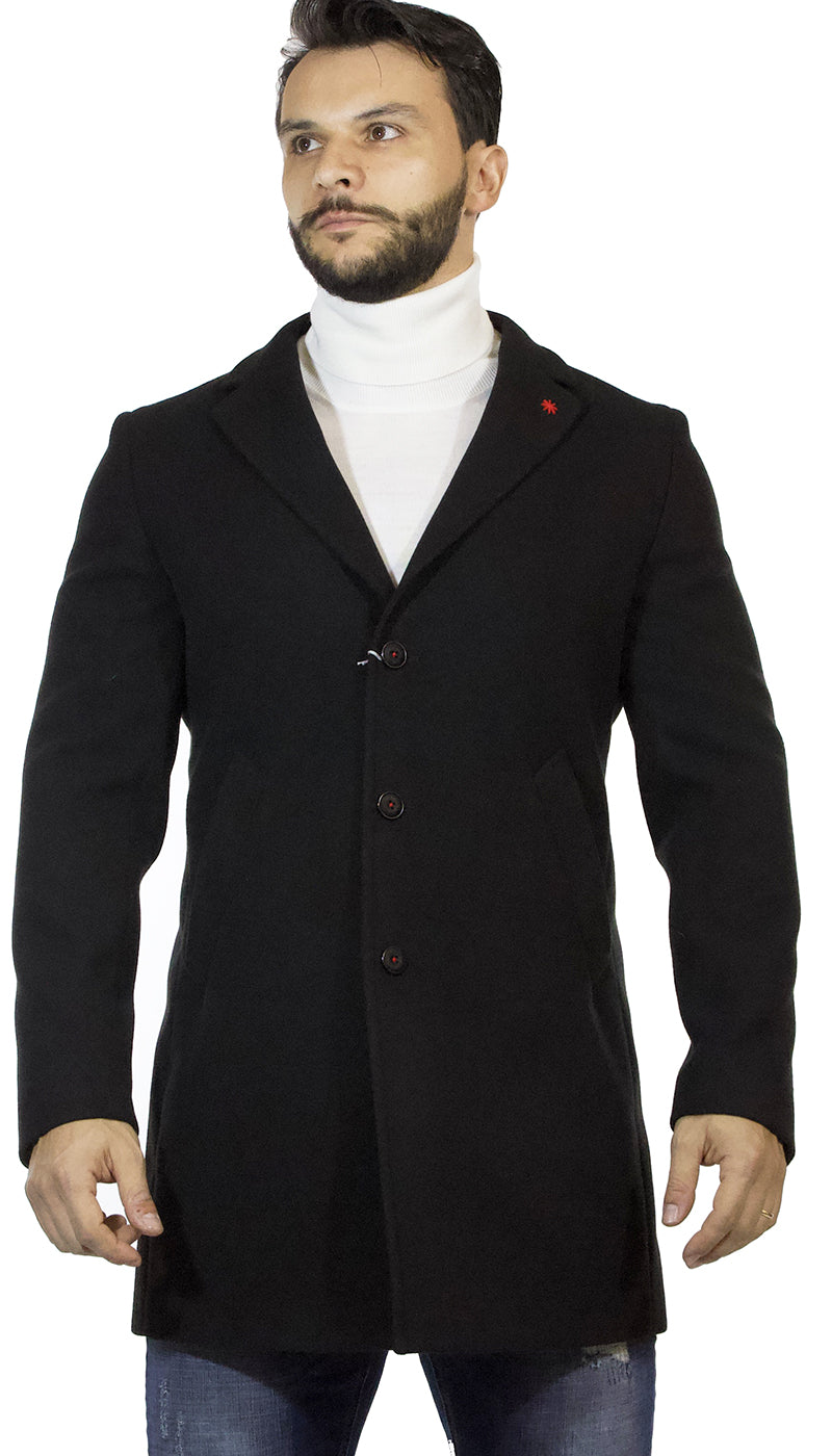 Cappotto uomo Manuel Ritz nero in lana. 2732C4448 193727 - Luisa Trendy (5210897514631)