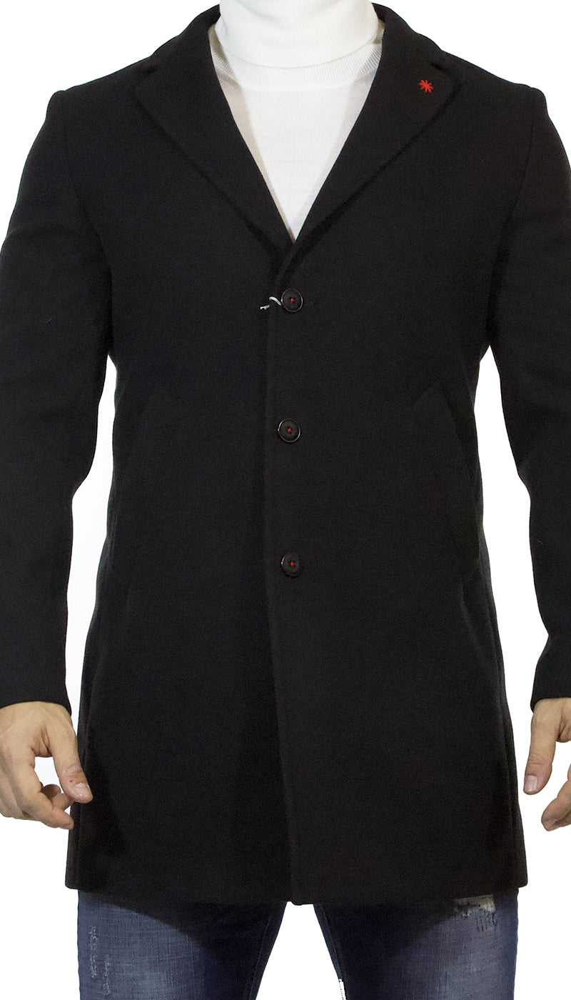 Cappotto uomo Manuel Ritz nero in lana. 2732C4448 193727 - Luisa Trendy (5210897514631)