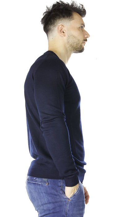 Havana & co Maglia uomo girocollo blu in lana merino. (5211010400391)