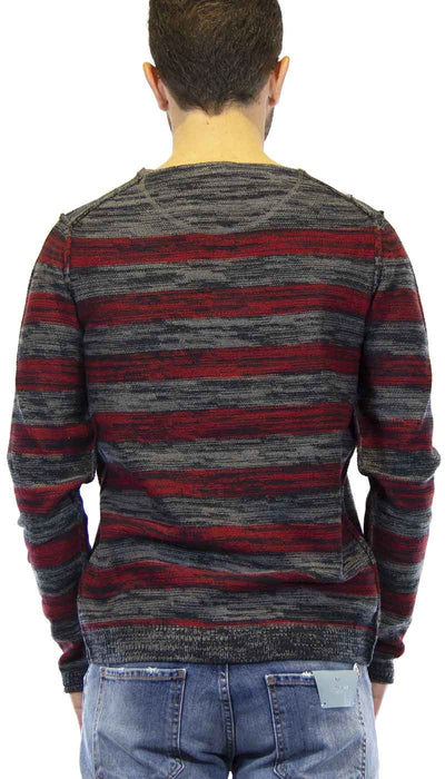 Maglia uomo Gaudì Jeans in lana grigia a fasce rosse. 821BU53012 - Luisa Trendy (5198751826055)