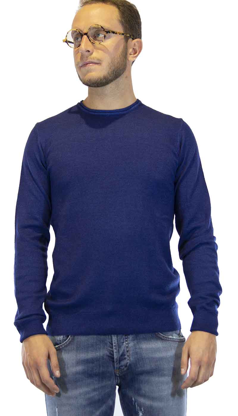 Maglia uomo Seventy girocollo in lana blu. MT1972 910384 - Luisa Trendy (5198707294343)