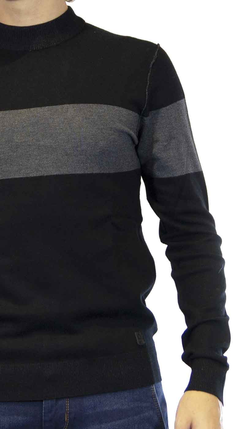 Maglia uomo Gaudì Jeans nera e grigia , in viscosa , collo a vulcano. 721BU53032 - Luisa Trendy (5197666058375)