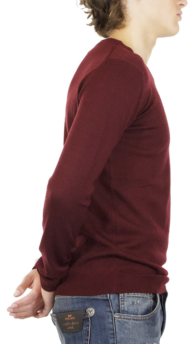 Maglia uomo Havana & co girocollo in lana merino bordeaux. - Luisa Trendy (5211011350663)