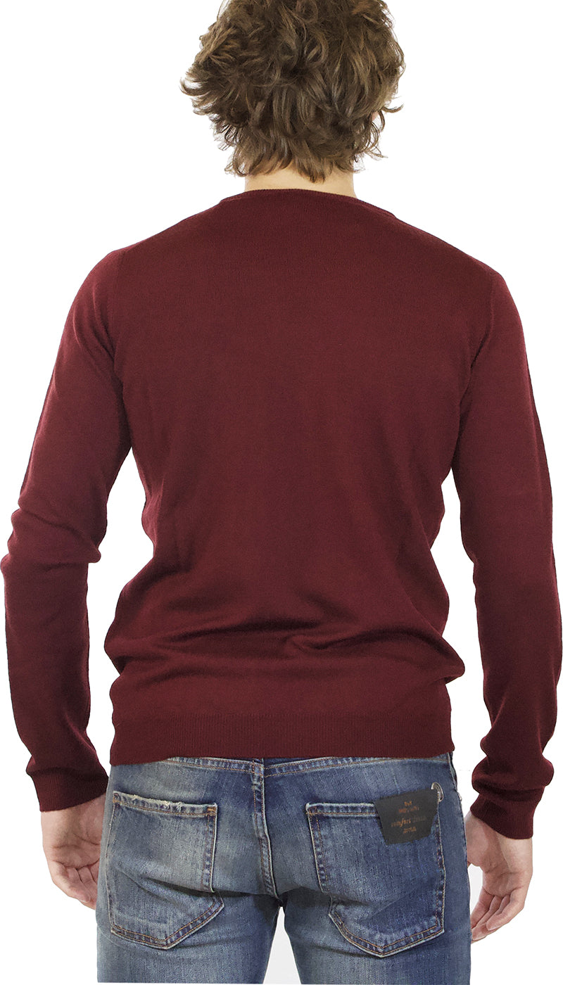 Maglia uomo Havana & co girocollo in lana merino bordeaux. - Luisa Trendy (5211011350663)