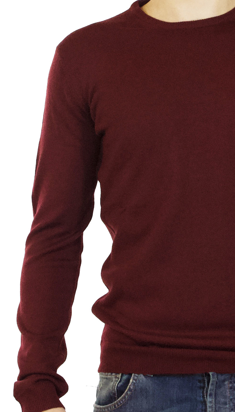 Maglia uomo Havana & co girocollo in lana merino bordeaux. - Luisa Trendy (5211011350663)