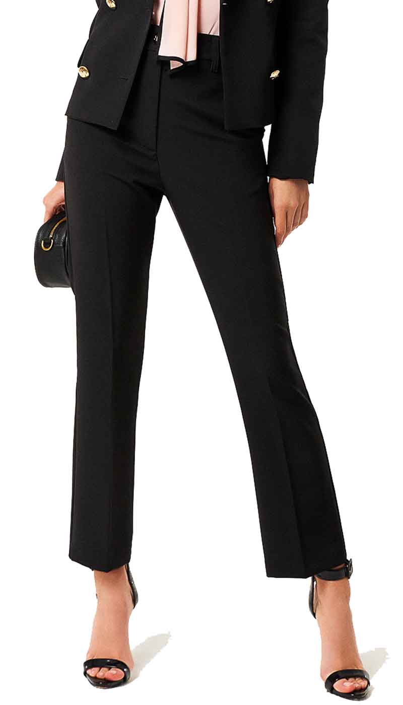 Pantalone donna Denny Rose nero leggermente svasato . A/I2020/21 021DD20023 - Luisa Trendy (5194800627847)