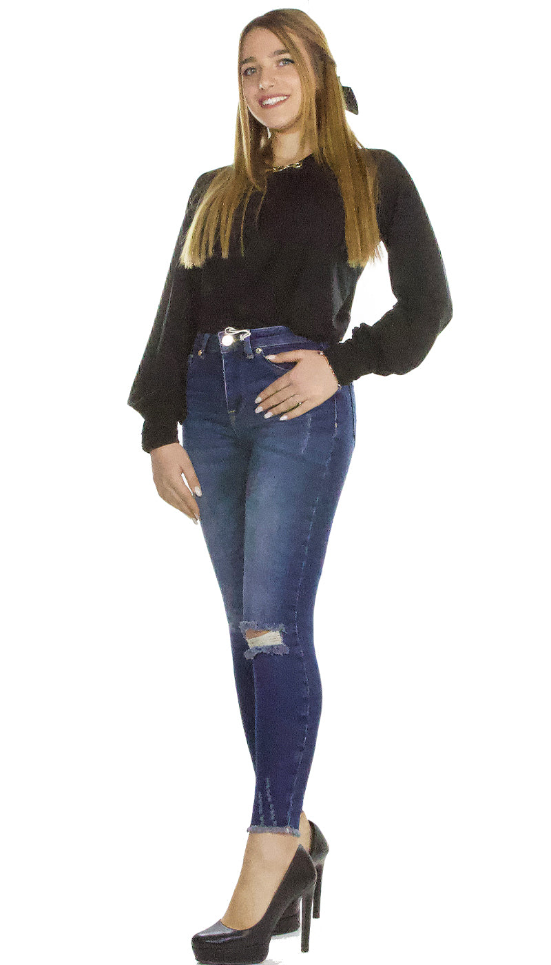 Silvian Heach Jeans con micro-rotture e fondo sfrangiato. PGA21779JE (6628066689159)