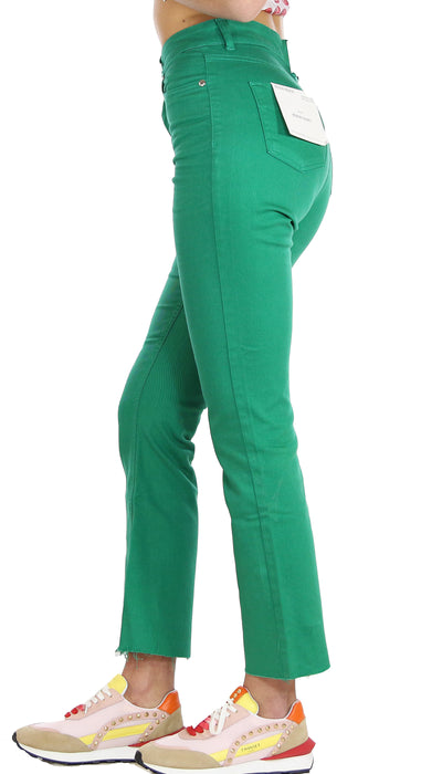 Silvian Heach Jeans verde in cotone con fondo sfrangiato. (6659176333447)