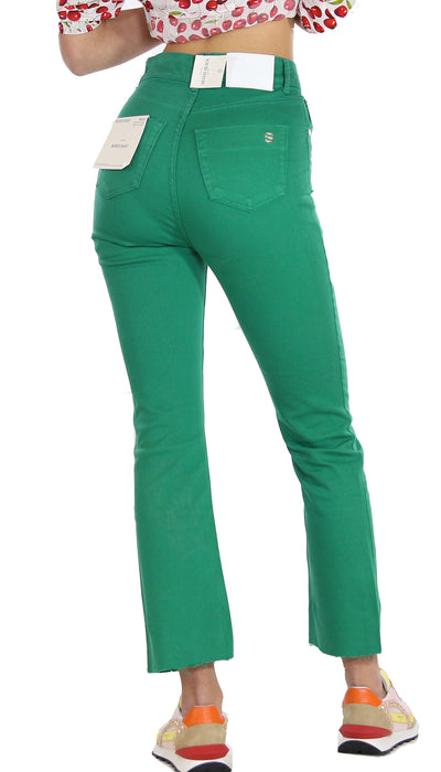 Silvian Heach Jeans verde in cotone con fondo sfrangiato. (6659176333447)