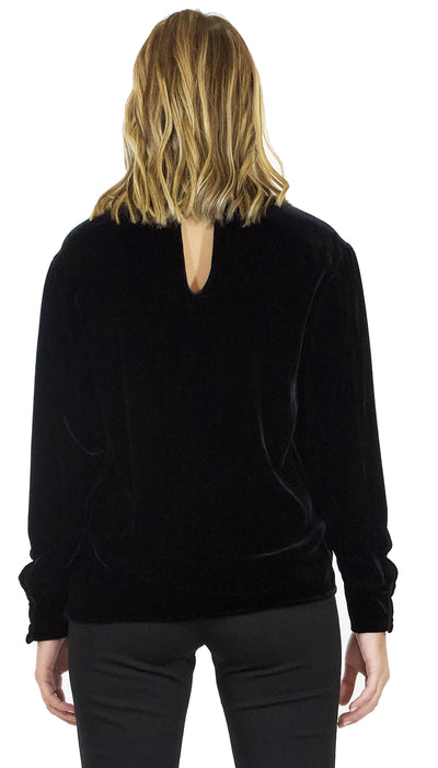 Blusa Twinset Milano nera effetto velluto. - Luisa Trendy (5212209774727)