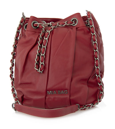 Borsa secchiello Mia Bag rosso in pelle plissè. - Luisa Trendy (5163443945607)