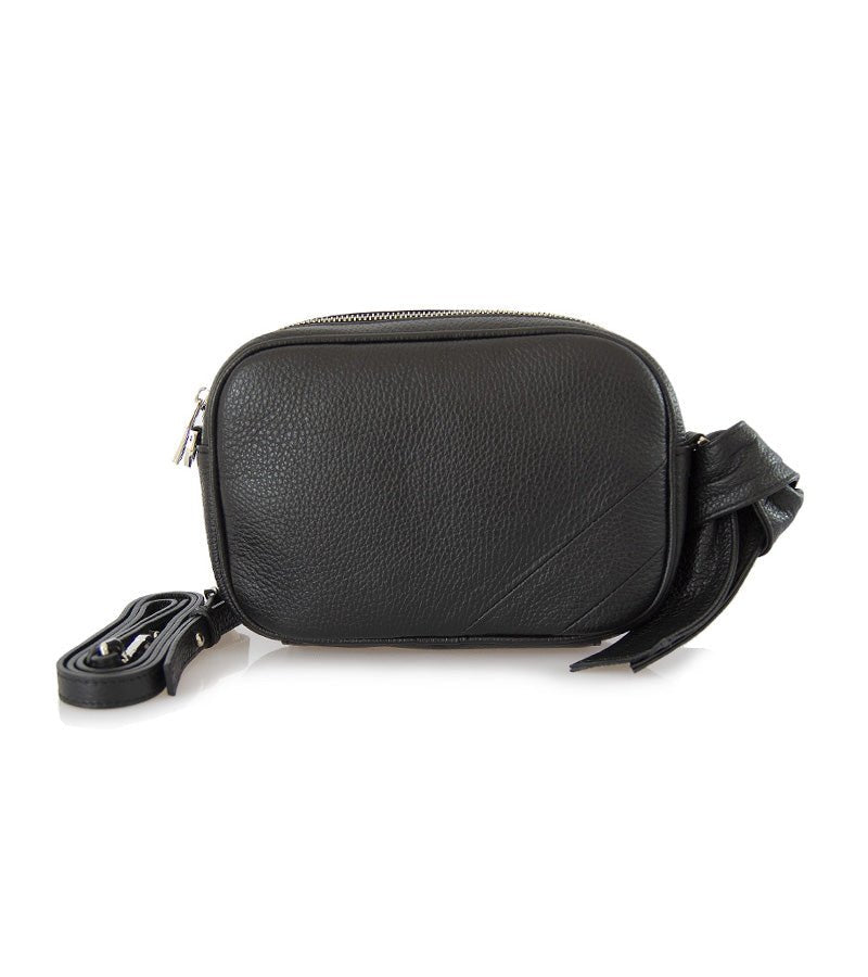 Borsa Tracolla zip Bag in pelle martellata colore nero con dettaglio nodo. Borse e portafogli - Boutique Luisa Trendy