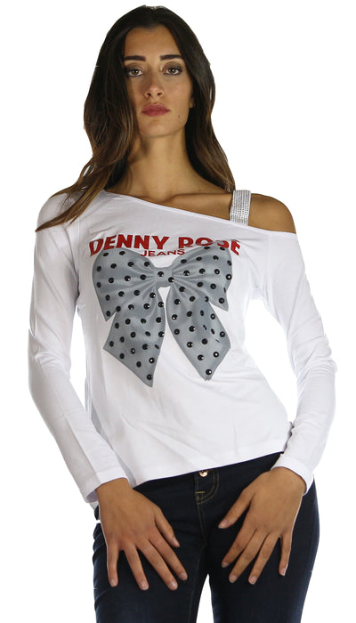 Denny Rose Jeans T-shirt monospalla con logo