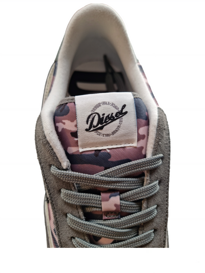 Diesel Sneaker in mesh camouflage e pelle scamosciata.