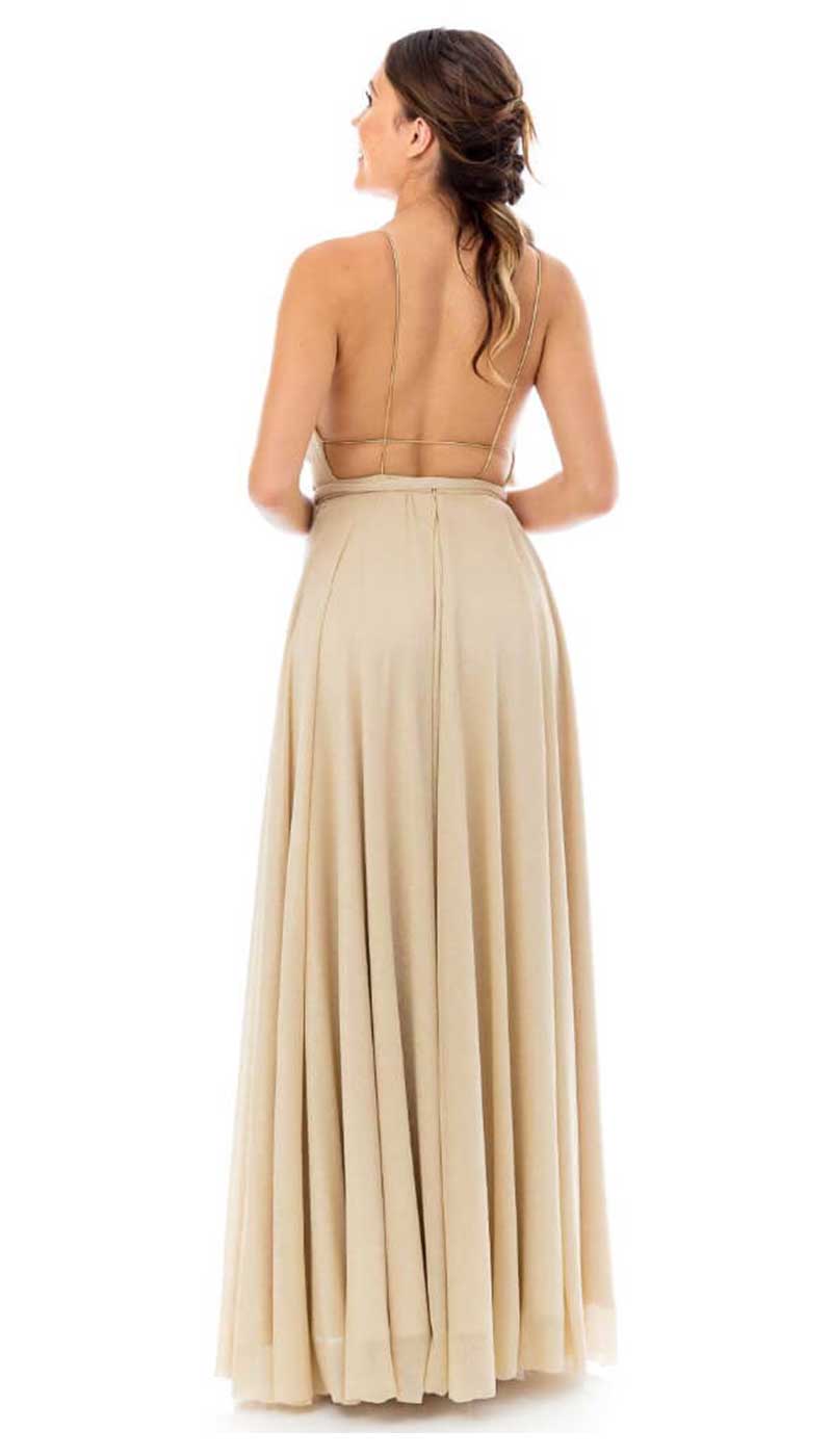 Feleppa Abito donna lungo Cerimonia in lurex oro con cinta