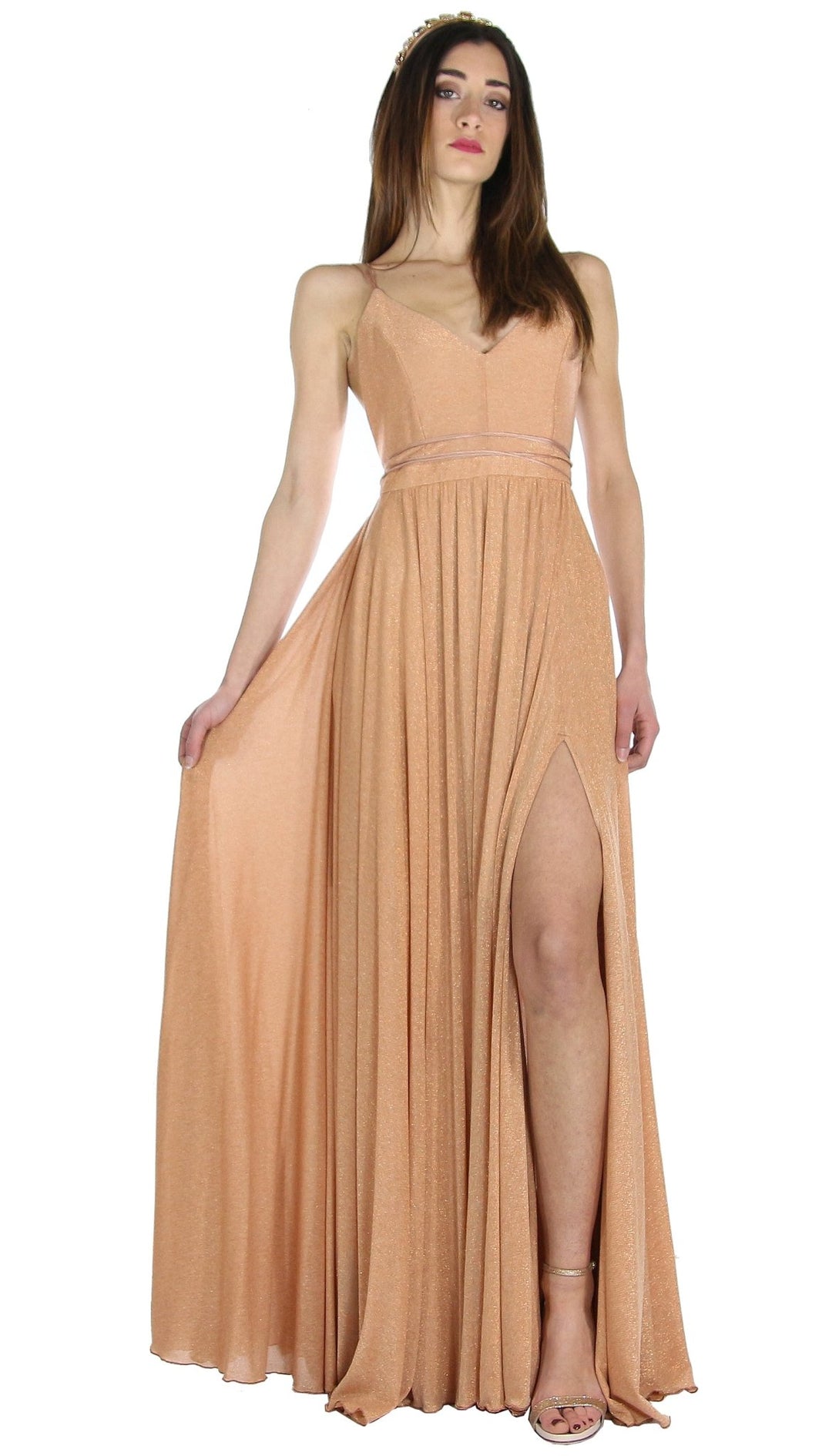 Feleppa MARGARITA Abito lungo arancio in maglia lurex