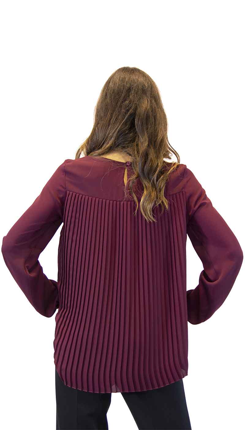 Gaudì Jeans Blusa donna in creponne color vinaccio con plissè dietro. Bluse e camicie - Boutique Luisa Trendy