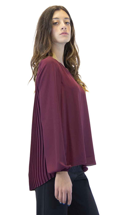 Gaudì Jeans Blusa donna in creponne color vinaccio con plissè dietro. Bluse e camicie - Boutique Luisa Trendy
