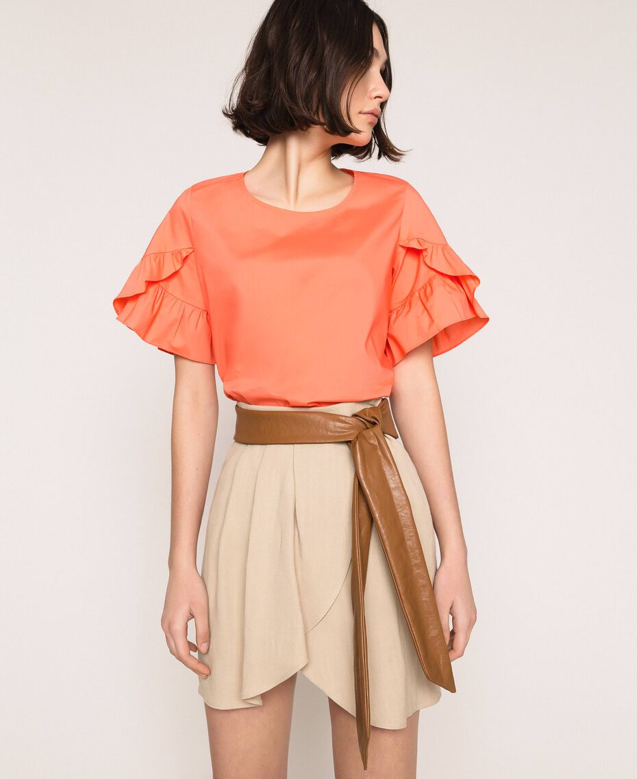 Gonna TwinSet in Canvas di lino Beige