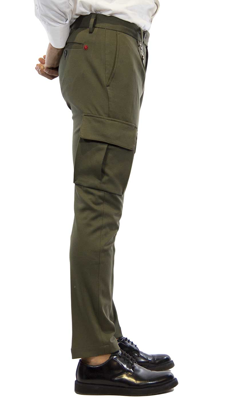 Manuel Ritz Pantalone uomo verde in punto milano con tasconi