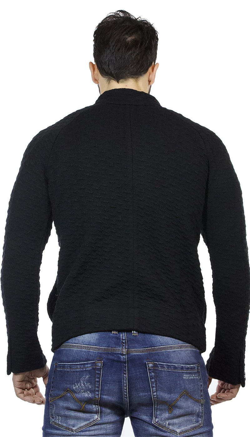 Paolo Pecora Maglia uomo con zip in lana trama lavorata nera. Maglie e cardigan uomo - Boutique Luisa Trendy