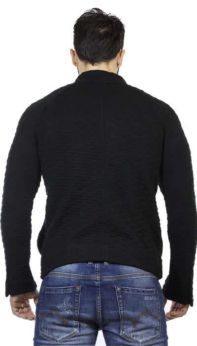 Paolo Pecora Maglia uomo con zip in lana trama lavorata nera. Maglie e cardigan uomo - Boutique Luisa Trendy